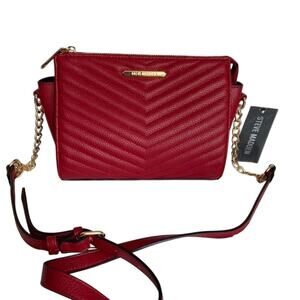Brand New Steve Madden Red Blexi Chevron Quilted Crossbody Purse